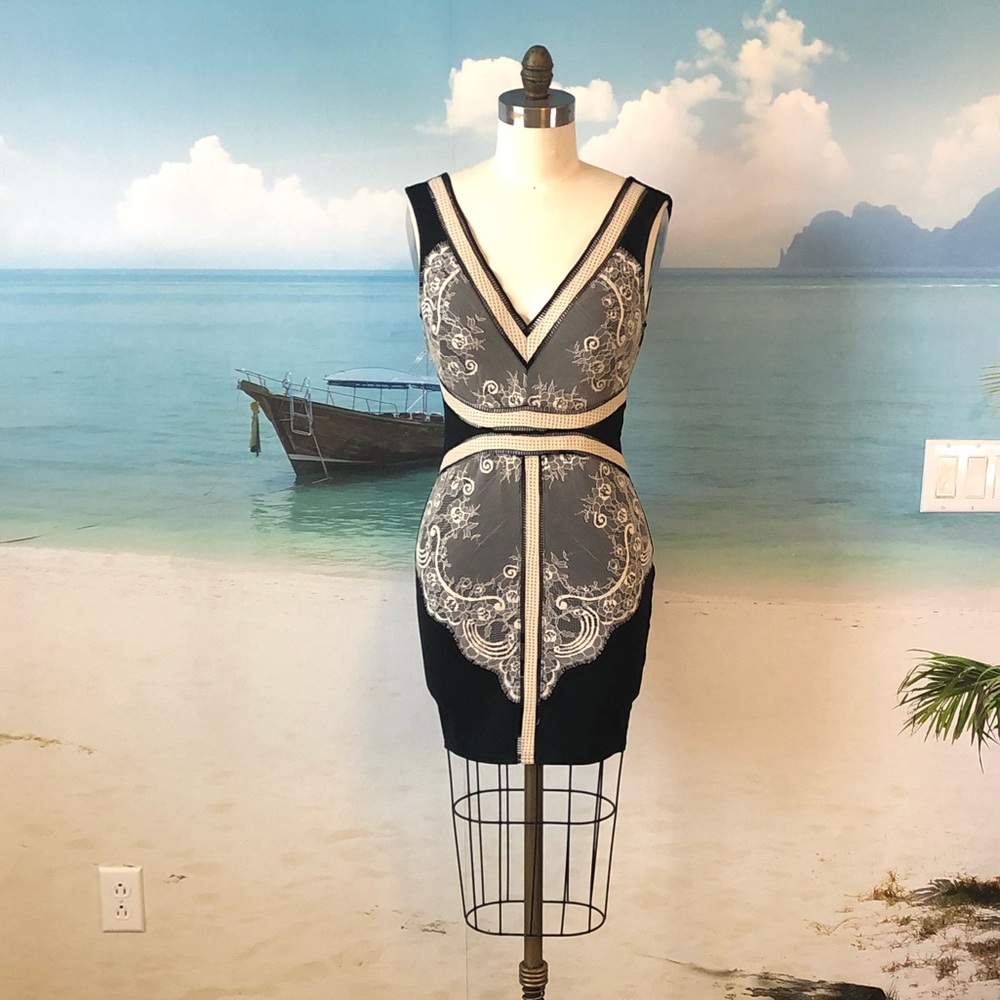 Sexy knit lace cocktail dress